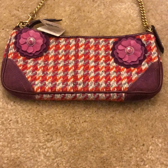 Coach Shoulder Bag Chevron Size OS Color Purple Orange - Picture 2 of 10